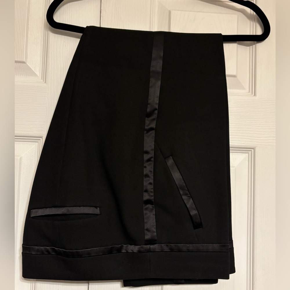 LOFT Women's Black Tuxedo-Style Pants with Satin Accents